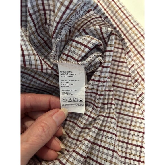 Arrow Dress Shirt Men L Redish/Beige/Multicolor Plaid Button-Down - EUC - Picture 4 of 4